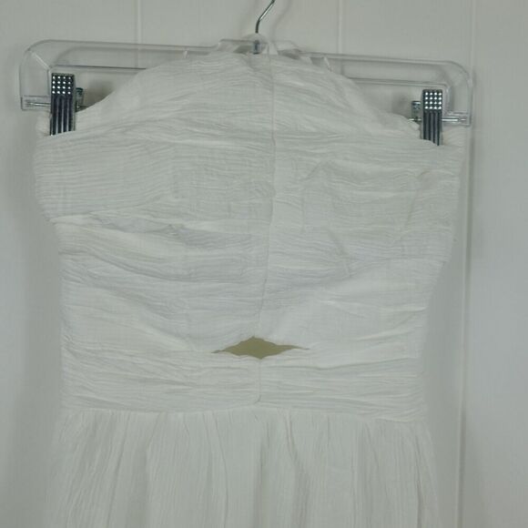 Lulus Womens Effortless Sweetness White Ruched Lace-Up Tiered Midi Dress Large - Picture 8 of 13